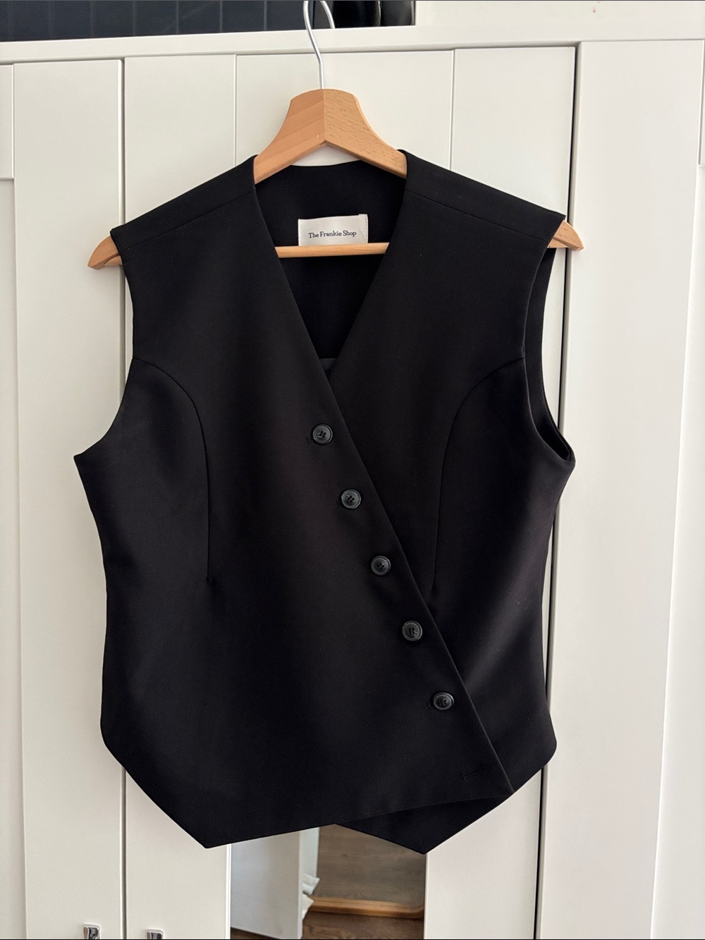The Frankie Shop Black Asymmetric Button Vest
